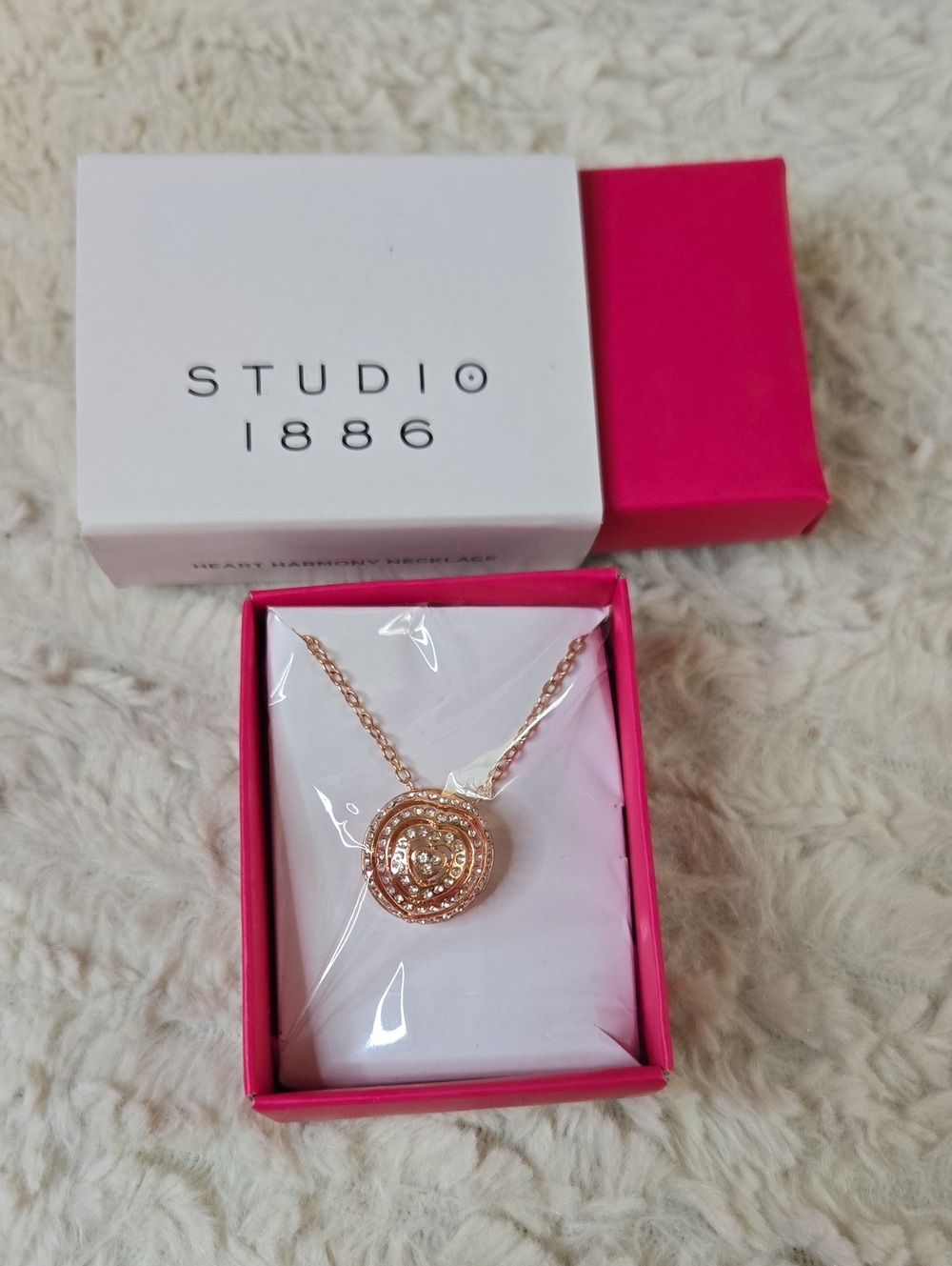 Studio Rose Gold Halo Crystal Pendant Necklace